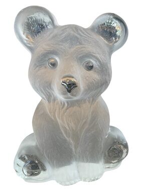 Viking handmade glass frosted bear 7 inches tall - vintage collectible